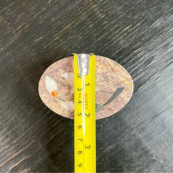 Set of 2 Vintage Inlay Marble  Oval Rectangular Trinket Boxes  Soap Stone - Picture 9 of 11